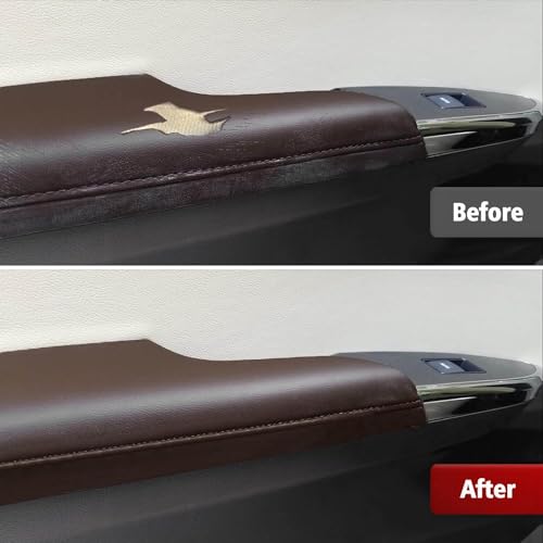 KBH Car Front Door Panel Armrest Cover Replacement for Toyota Avalon 2013 2014 2015 2016 2017 2018, Vinyl Leather Upholstery, Anti-Scratch, 1 Pair, Brown (Leather Part Only) - Image 2