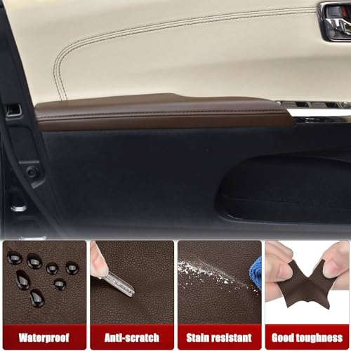 KBH Car Front Door Panel Armrest Cover Replacement for Toyota Avalon 2013 2014 2015 2016 2017 2018, Vinyl Leather Upholstery, Anti-Scratch, 1 Pair, Brown (Leather Part Only) - Image 5