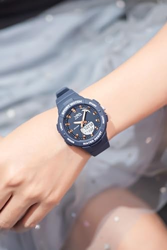 V2A Analog Digital Waterproof Fashion Sports Watch With Backlight Alarm Stopwatch For Women And Girls (Grey, Resin) - Image 3
