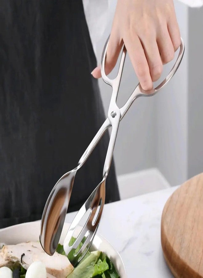 SUPROD 2 Pack Serving Tongs Buffet Tongs for Kitchen Cooking 10 Inch Stainless Steel Salad Tongs Serving Utensils for Wedding Party Catering (Silver) - Image 2