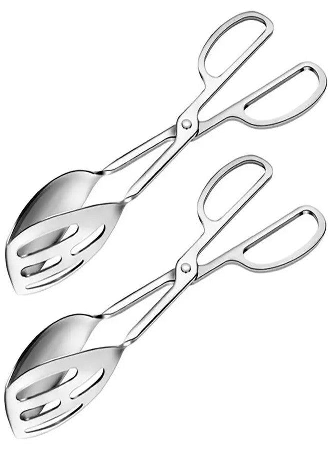 SUPROD 2 Pack Serving Tongs Buffet Tongs for Kitchen Cooking 10 Inch Stainless Steel Salad Tongs Serving Utensils for Wedding Party Catering (Silver) - Image 1