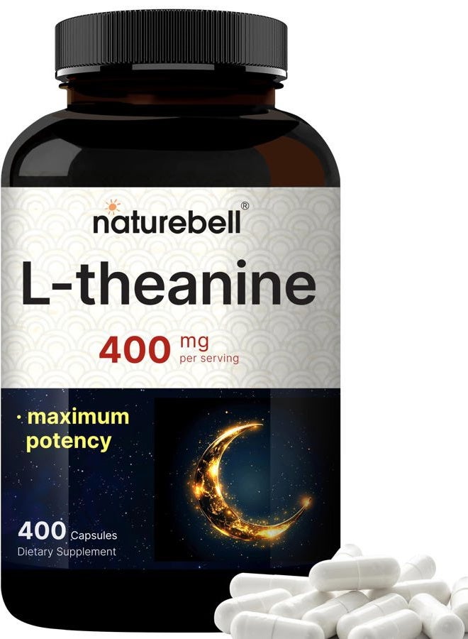 NatureBell L-ثيانين 400 ملغ لكل حصة، 400 كبسولة - حمض أميني طبيعي للاسترخاء والتركيز، بدون نعاس، غير معدّل وراثيًا - Image 1