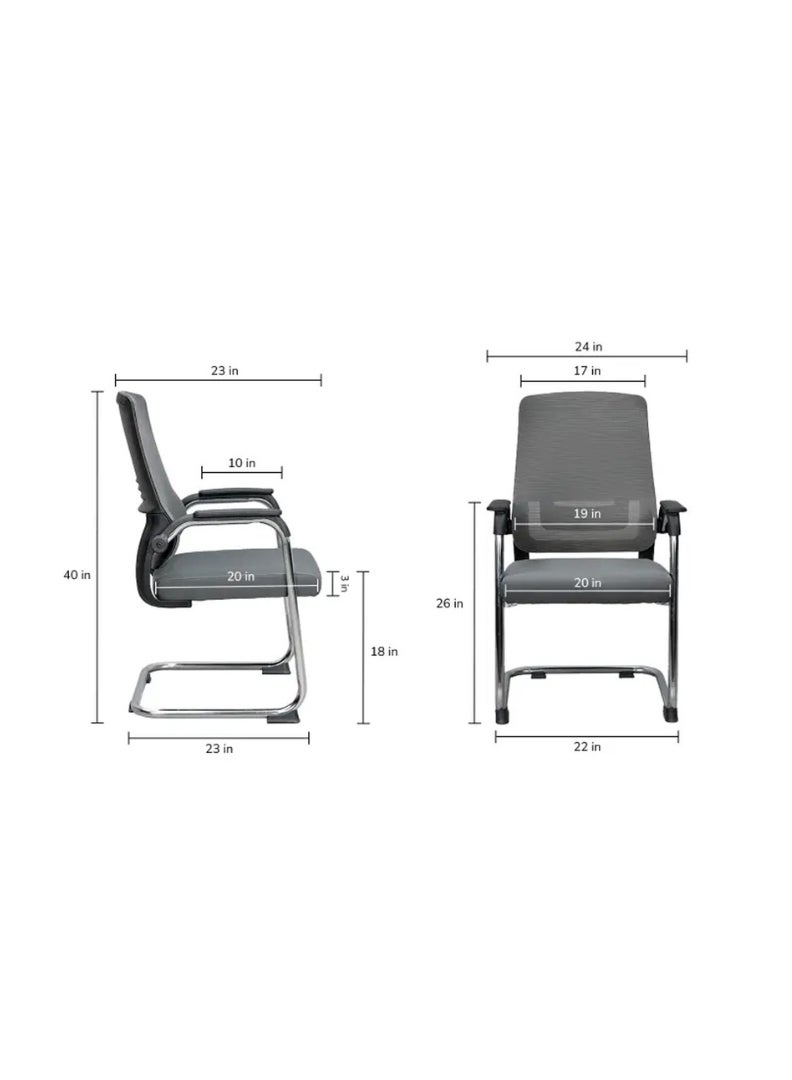 ROYALOAK Tivoli Visitor Chair, High Grade Nylon Mesh, High Back Support, Comfortable Seating, Comfortable Armrest, Chrome Finish Steel Legs, Visitor Chair for Office Work, Visitor Chair. - Image 3