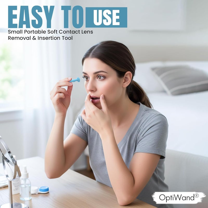 OptiWand Portable Soft Contact Lens Removal & Insertion Tool - Silicone Rubber Eye Lens Inserter & Remover Device with Pincher End & Finger Grips - Safe & Easy to Use, Travel Size – 1.75" - Image 5