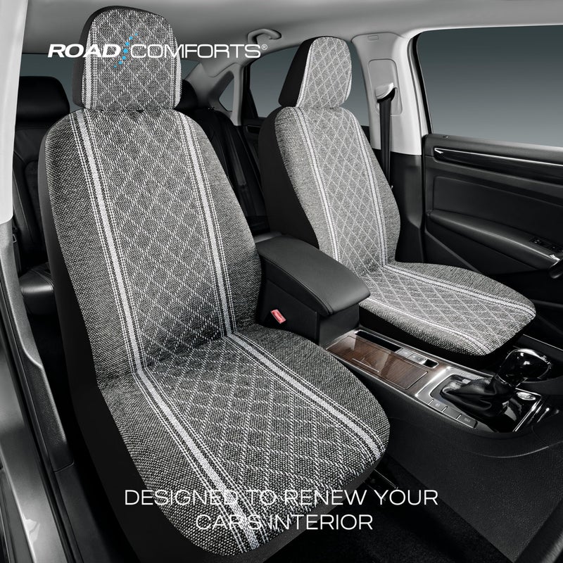 Road Comforts Baja Blanket Seat Covers Gray Diamond Bucket Seat Covers Low Back Full Set - Jacquard Fabric, Airbag Compatible, Universal Fits for Most Cars, Truck, SUV, Vans - Image 2