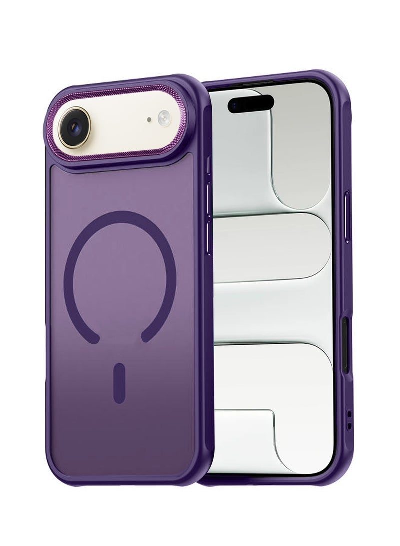 Wtech Apple iPhone Air 5G 2025 Hard Silicone Hybrid Translucent Slim Stylish Magnetic Magsafe Case Cover (MCMPMN) - Eggplant Purple - Image 1