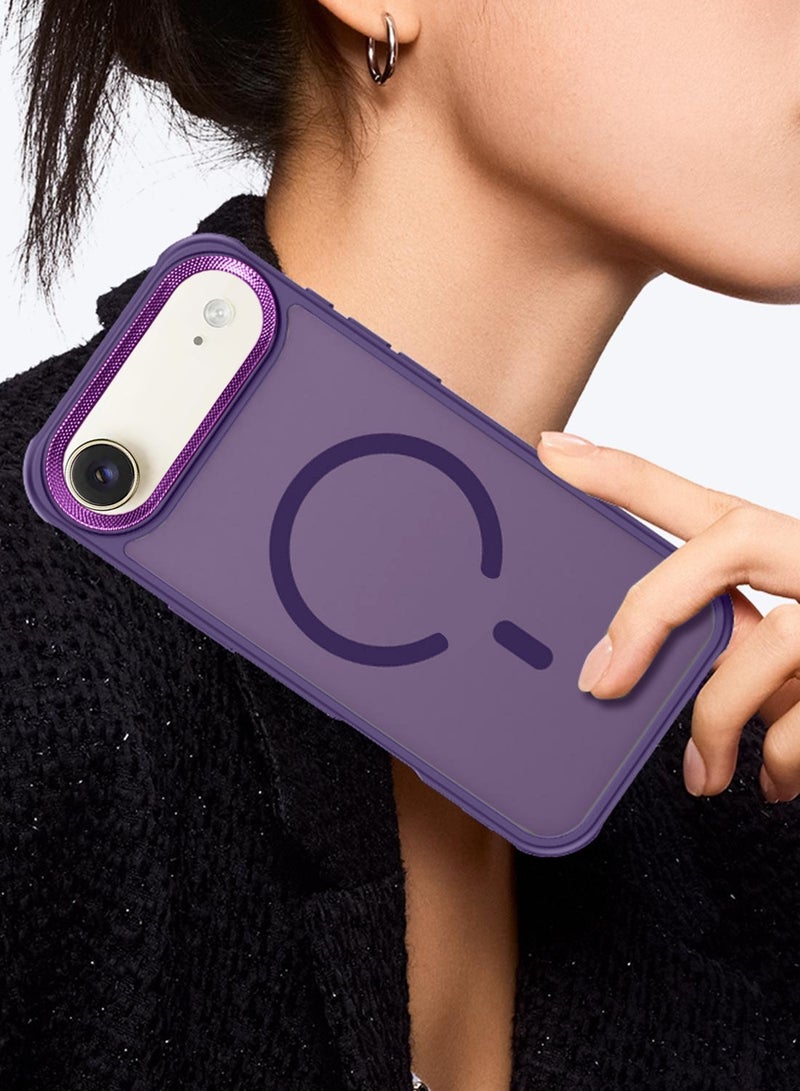 Wtech Apple iPhone Air 5G 2025 Hard Silicone Hybrid Translucent Slim Stylish Magnetic Magsafe Case Cover (MCMPMN) - Eggplant Purple - Image 3