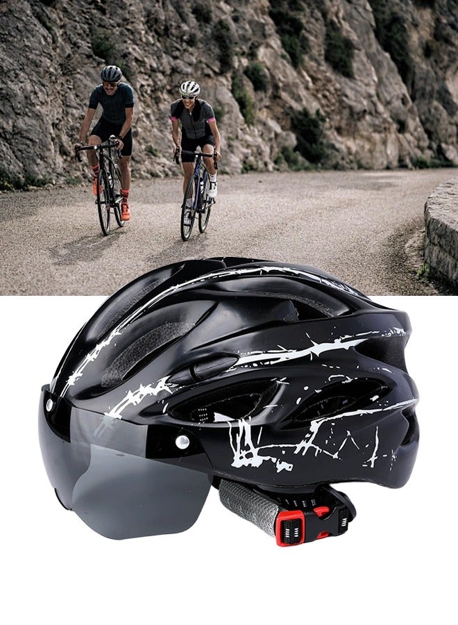 DUNISO Adult bicycle helmet with detachable magnetic goggles, road and mountain riding protective helmet, adjustable size,unisex，black and white - Image 1