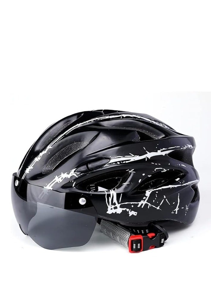 DUNISO Adult bicycle helmet with detachable magnetic goggles, road and mountain riding protective helmet, adjustable size,unisex，black and white - Image 3