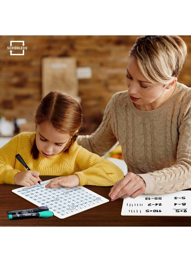 Scribbledo Dry Erase Number Chart 9”X12” White Board Teacher Student 100 Chart For First Grade Classroom Kid Small Math Practice Whiteboard Kindergarten 1St Grade School Supplies  - Image 3