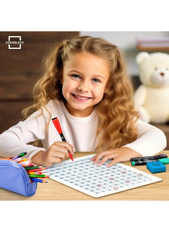 Scribbledo Dry Erase Number Chart 9”X12” White Board Teacher Student 100 Chart For First Grade Classroom Kid Small Math Practice Whiteboard Kindergarten 1St Grade School Supplies  - Image 2