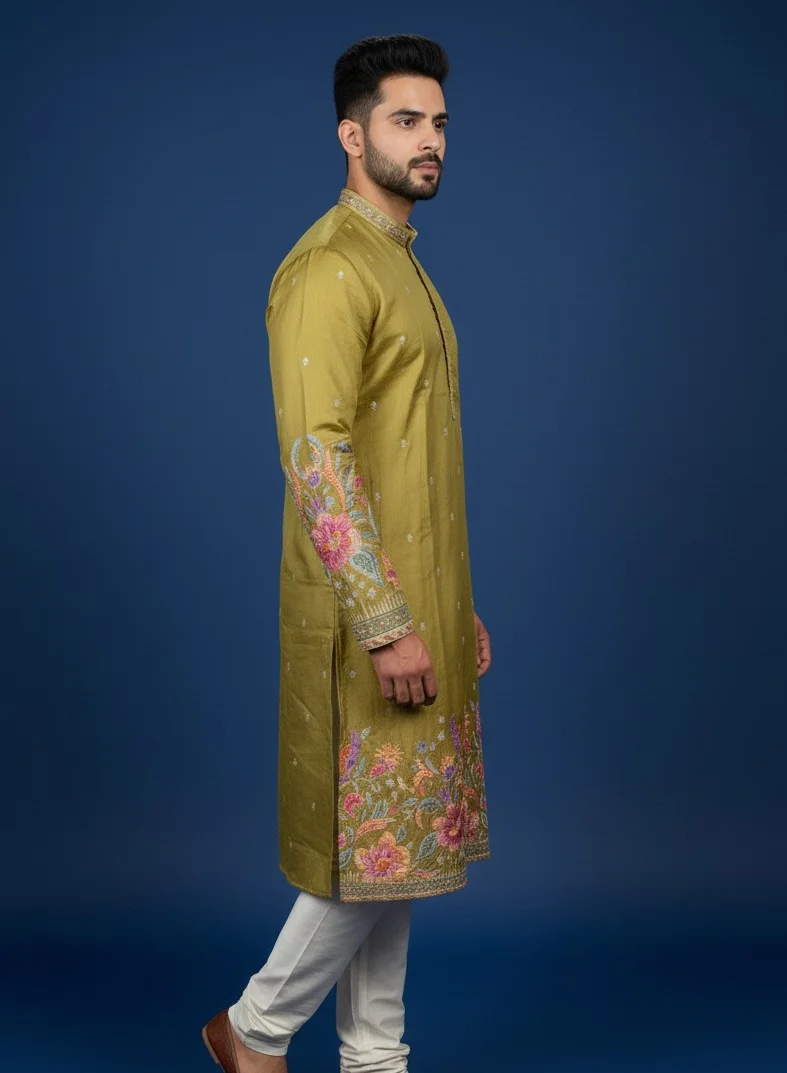 Lehar Mustard Embroidered Kurta Set