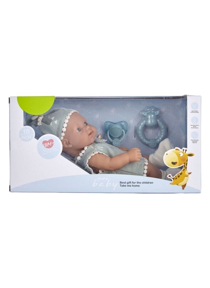 بريميم دمية طفل نقية بطول عشر بوصات مع ملابس ناعمة، ولهاية، ومجموعة خشخيشة – دمية طفل حديث الولادة للأطفال الصغار - Image 2