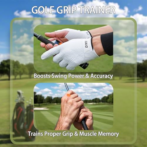 Kelyva Golf Swing Trainer T Grip Aid – Golf Grip Trainer, Rubber Golf Training Aid for Correct Posture, Two Sizes with Carry Bag - Image 3