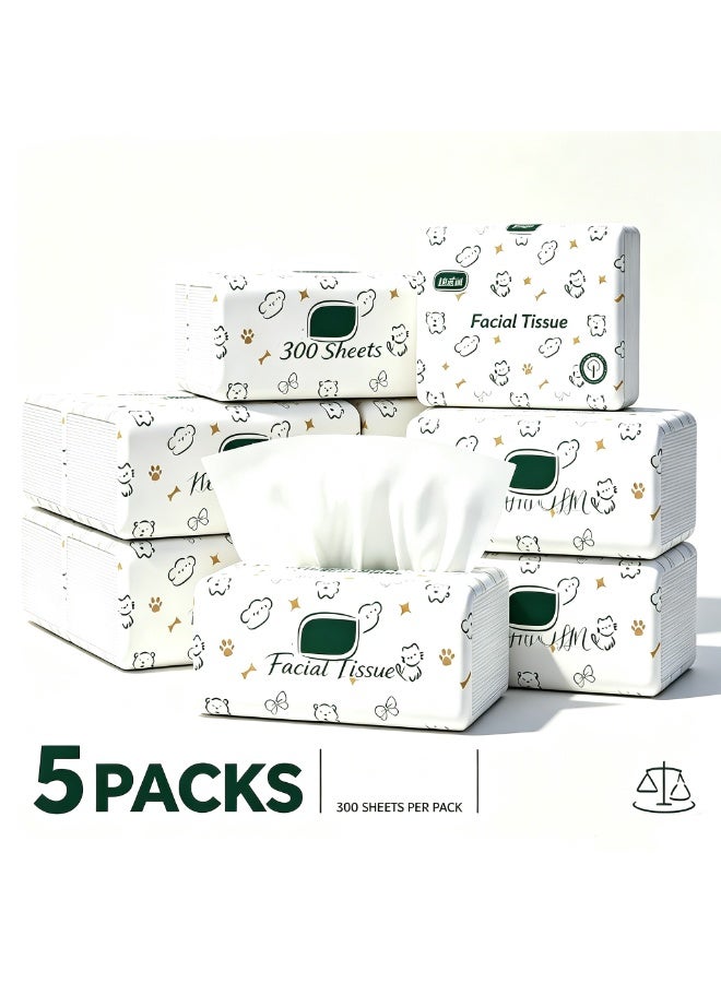 5-Pack Household 5-Ply Wood Pulp Skin Friendly Facial Tissues - Image 3