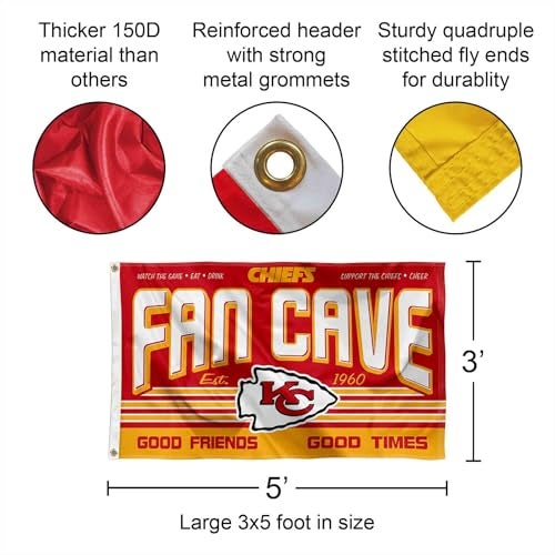 WinCraft Kansas City Chiefs Fan Man Cave Banner Flag - Image 3