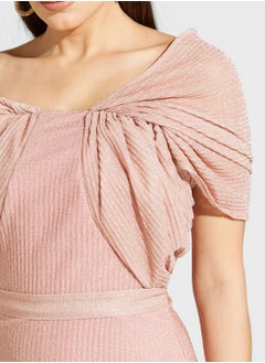 Namshi x Lama Off Shoulder Shimmer Dress  - Image 4