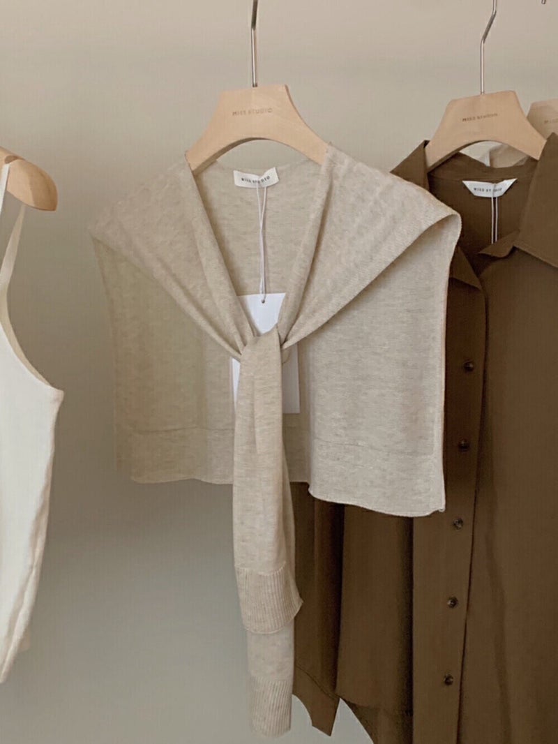 MISS STUDIO 2024 Spring Korean Knit Shawl for Women 2053 Light flower apricot 