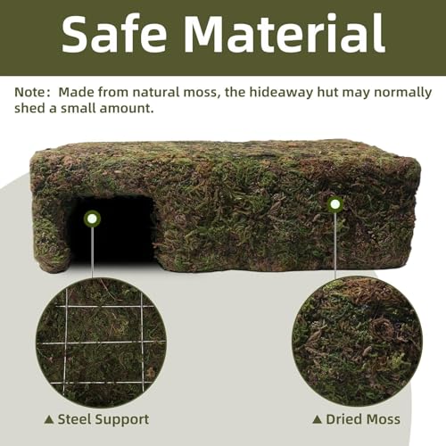 Hollima Mossy Cave Hide for Reptiles, Yellow Color Lizard Moss Hideout with Safe Shelter, Snake Cave Hut for Themed Terrarium Ideal for Gecko Hamster Snake to Rest & Hide - Image 3