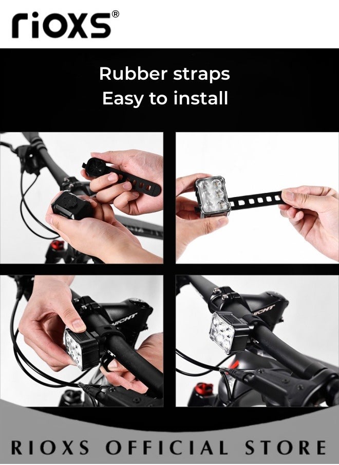RIOXS Bicycle Tail Light Set,Ultra Rechargeable Bright Bike Light,USB Charging Bicycle Tail Light,Smart Sensor Riding Light For Night Road Cycling,Waterproof Headlight Taillight,Easy To Install  - Image 3