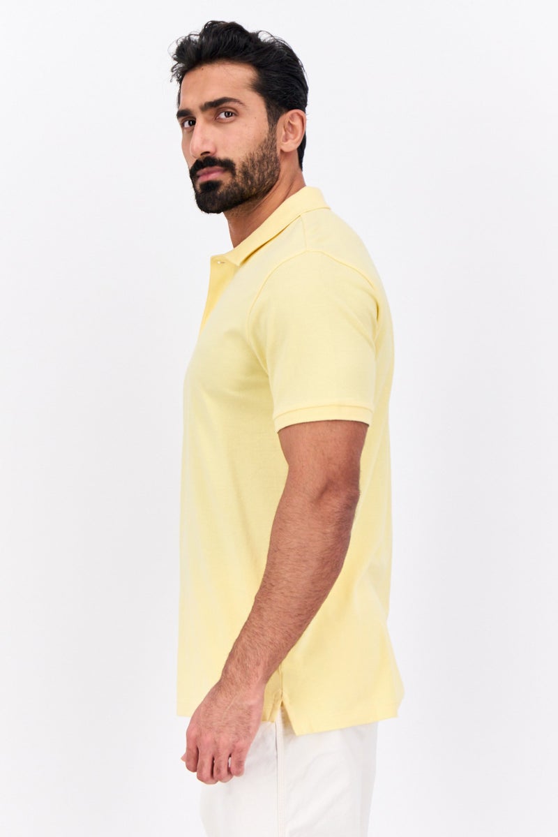 GAP Men Regular Fit Plain Short Sleeves Polo, Yellow - Image 3