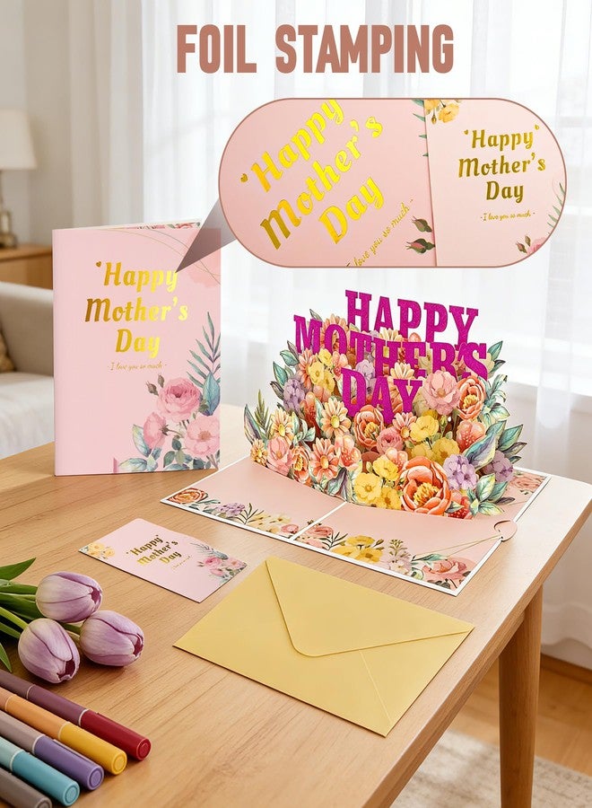 Sipthene Mothers Day Card, 3D Pop Up Happy Mother's Day Card for Mom, Handcrafted Blooming Flower Greeting Card with Envelope & Note Tag - Large 8"x 6" Mothers Day Gifts for Wife, Daughter, Grandma - Image 5