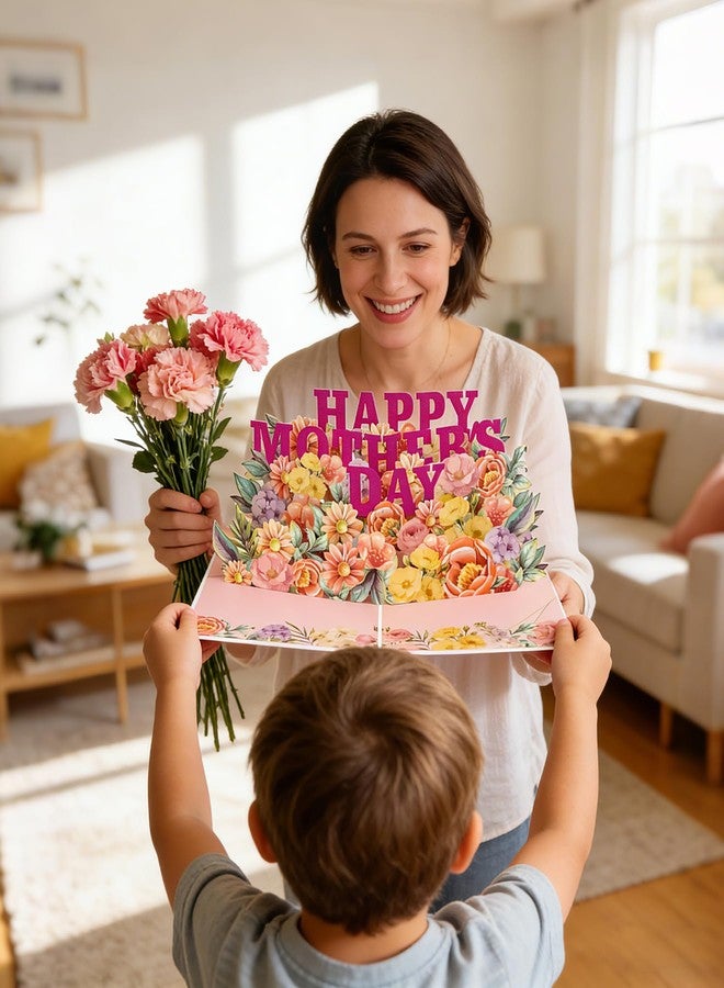 Sipthene Mothers Day Card, 3D Pop Up Happy Mother's Day Card for Mom, Handcrafted Blooming Flower Greeting Card with Envelope & Note Tag - Large 8"x 6" Mothers Day Gifts for Wife, Daughter, Grandma - Image 2