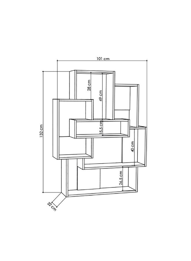 Mourah Home Barce Bookcase Modern Book Shelf Cabinet 6 Tier Multi Storage Bookshelf Rack Display Cabinet For Bedroom Living Room  22X132X101Cm  Oak/Dark Grey - Image 3