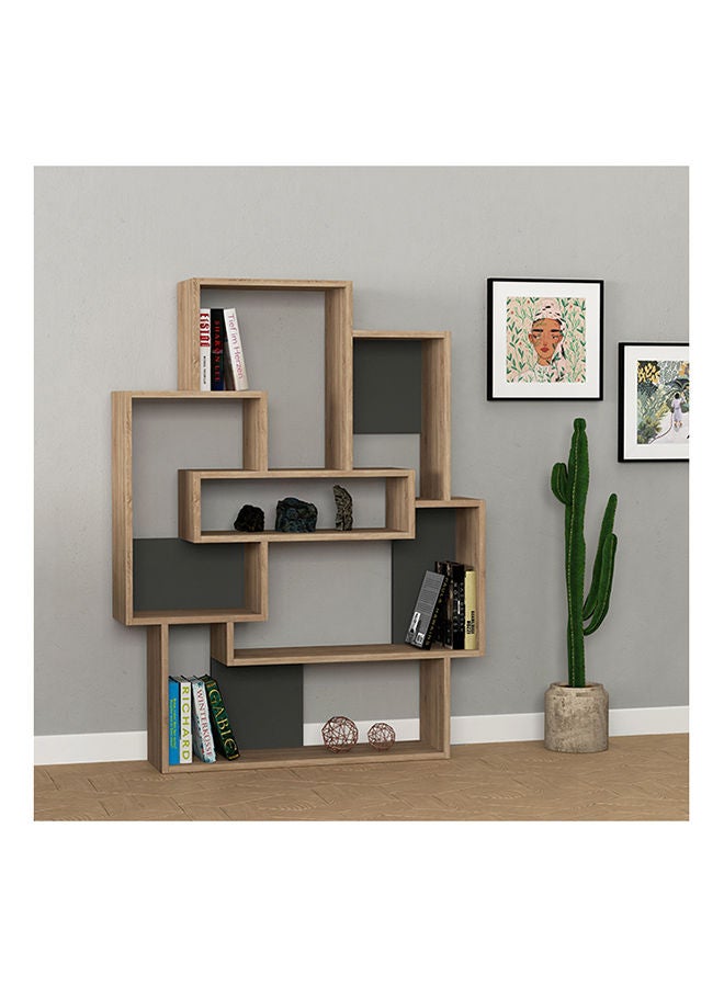 Mourah Home Barce Bookcase Modern Book Shelf Cabinet 6 Tier Multi Storage Bookshelf Rack Display Cabinet For Bedroom Living Room  22X132X101Cm  Oak/Dark Grey - Image 1