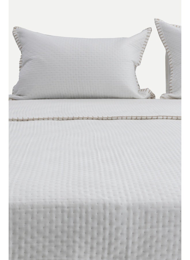 Koza Home Koza Home Patara White Multi-Purpose 100% Cotton Double Bedspread 240x250 7505A Double - Image 3