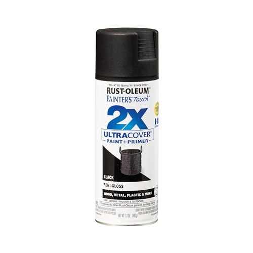 Rust-Oleum 334097 Painter's Touch 2X Ultra Cover Spray Paint, 12 oz, Semi-Gloss Black - Image 1
