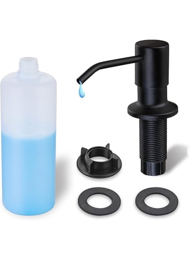 WEWE Built in Soap Dispenser for Kitchen Sink, Stainless Steel Matte Black in Counter soap Dispenser Refill from The Top 10oz Large Liquid Bottle - Image 1