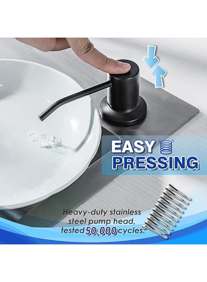 WEWE Built in Soap Dispenser for Kitchen Sink, Stainless Steel Matte Black in Counter soap Dispenser Refill from The Top 10oz Large Liquid Bottle - Image 2
