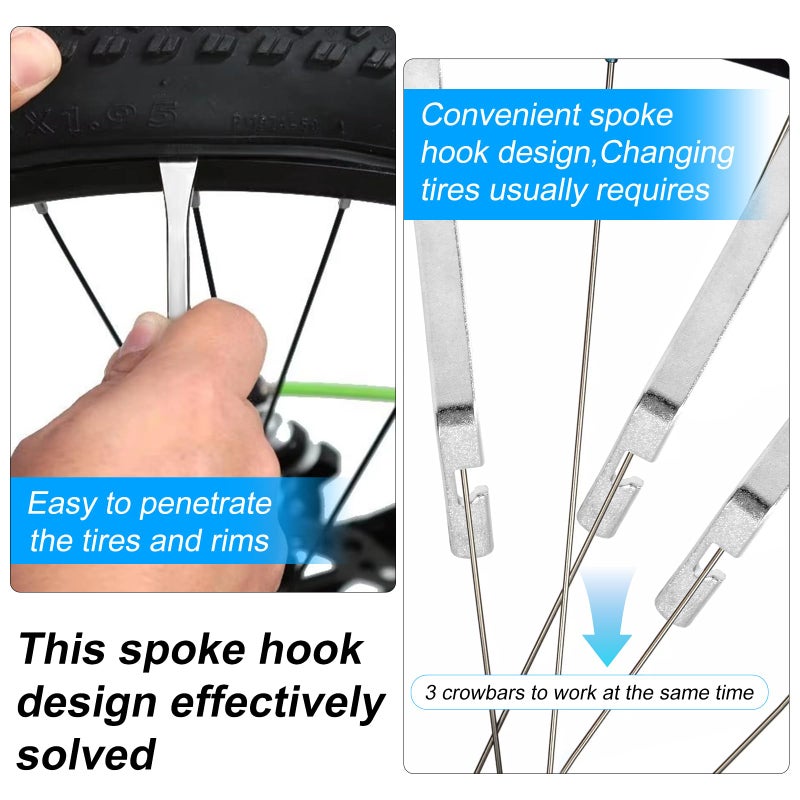 ptiysta 4pcs Bicycle Tire Pry Bar, Tire Scoop, Professional Tire Removal Tool, Tire Lever, High Grade Stainless Steel Tire Lever, Repair Bicycle Inner Tube, Best Tire Changing Tool - Image 5