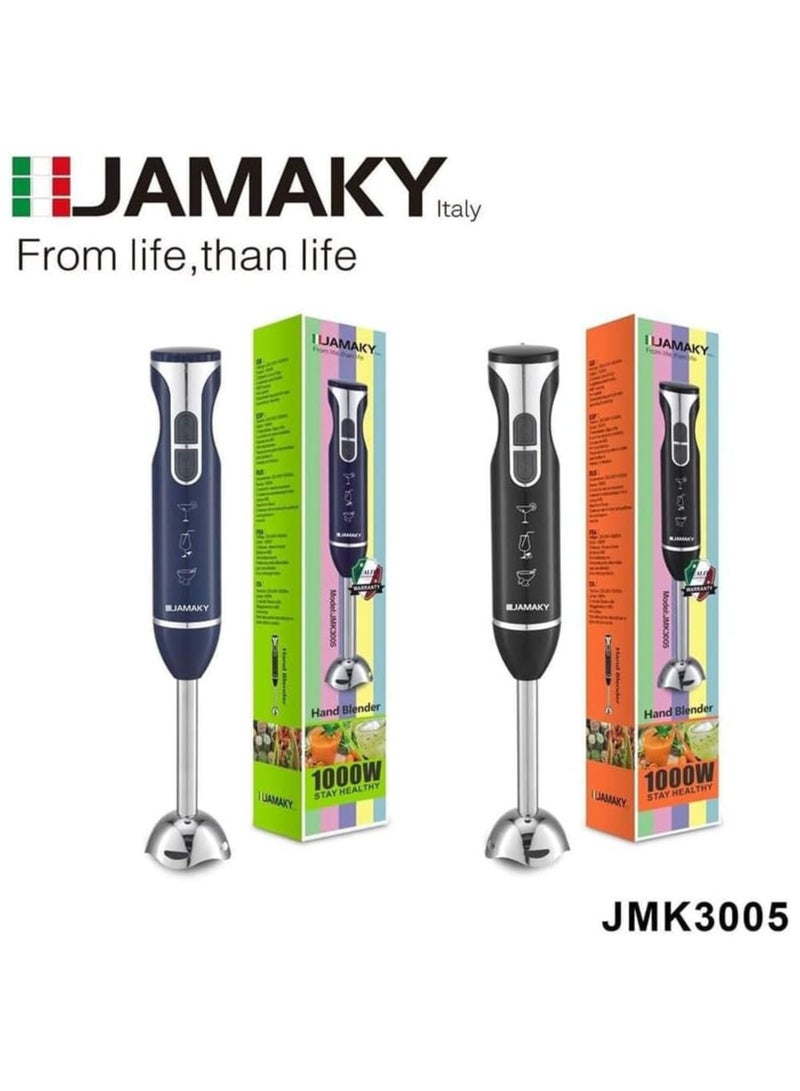 Hand Blender by Jamaki, 1000 Watt Stainless Steel Powerful Sharp Blades for Food Preparation with 2 Speeds Model JMK 3005, Multi  - Image 3