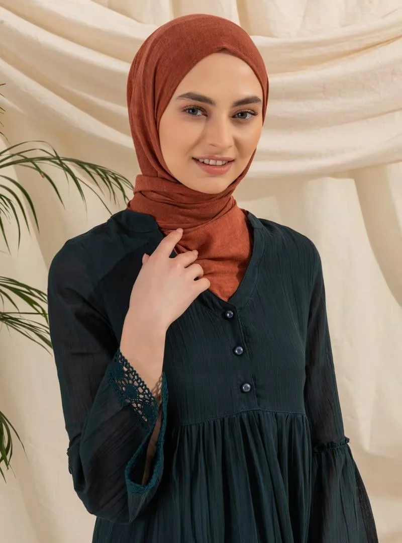 Eliş Şile Bezi Tiered Emerald Dress
