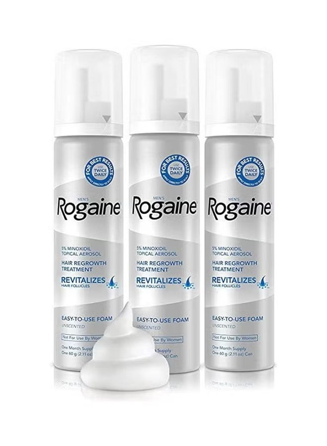 Regaine Men's Rogaine 5% Minoxidil Foam Topical Aerosol Hair Regrowth Treatment, 3 Month's Supply, 2.11 OZ