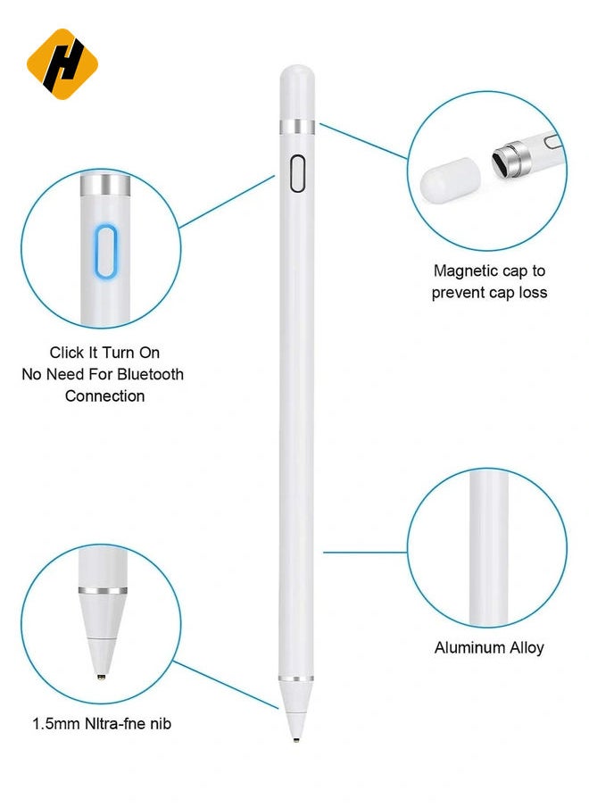 HuHa - Stylus Pen for Touch Screens Rechargeable 1.5mm Fine Point Active Capacitive Stylus Smart Pencil Digital Compatible iPad and Most Tablet - Image 1