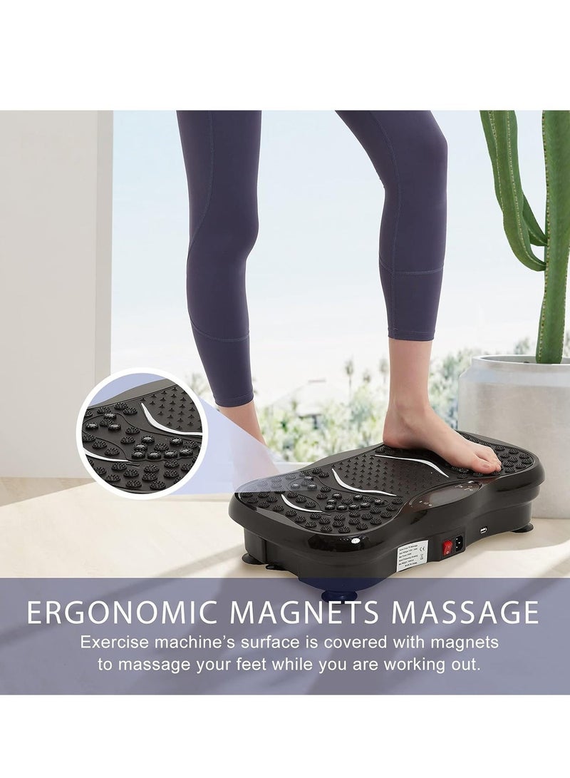 منصة لياقة بدنية لاسلكية مع اهتزاز، جهاز تمرين للاهتزاز وتصريف اللمف، هزاز كامل الجسم مع مكبر صوت بلوتوث، 5 أوضاع للتمارين، 99 مستوى اهتزاز، جهاز تحكم عن بعد لاسلكي وأشرطة مقاومة - أقصى تحميل 330 رطلاً. - Image 5