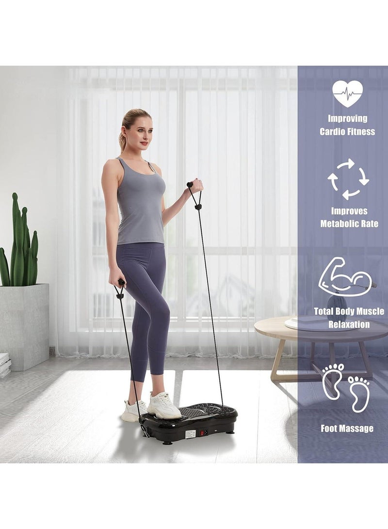 منصة لياقة بدنية لاسلكية مع اهتزاز، جهاز تمرين للاهتزاز وتصريف اللمف، هزاز كامل الجسم مع مكبر صوت بلوتوث، 5 أوضاع للتمارين، 99 مستوى اهتزاز، جهاز تحكم عن بعد لاسلكي وأشرطة مقاومة - أقصى تحميل 330 رطلاً. - Image 2