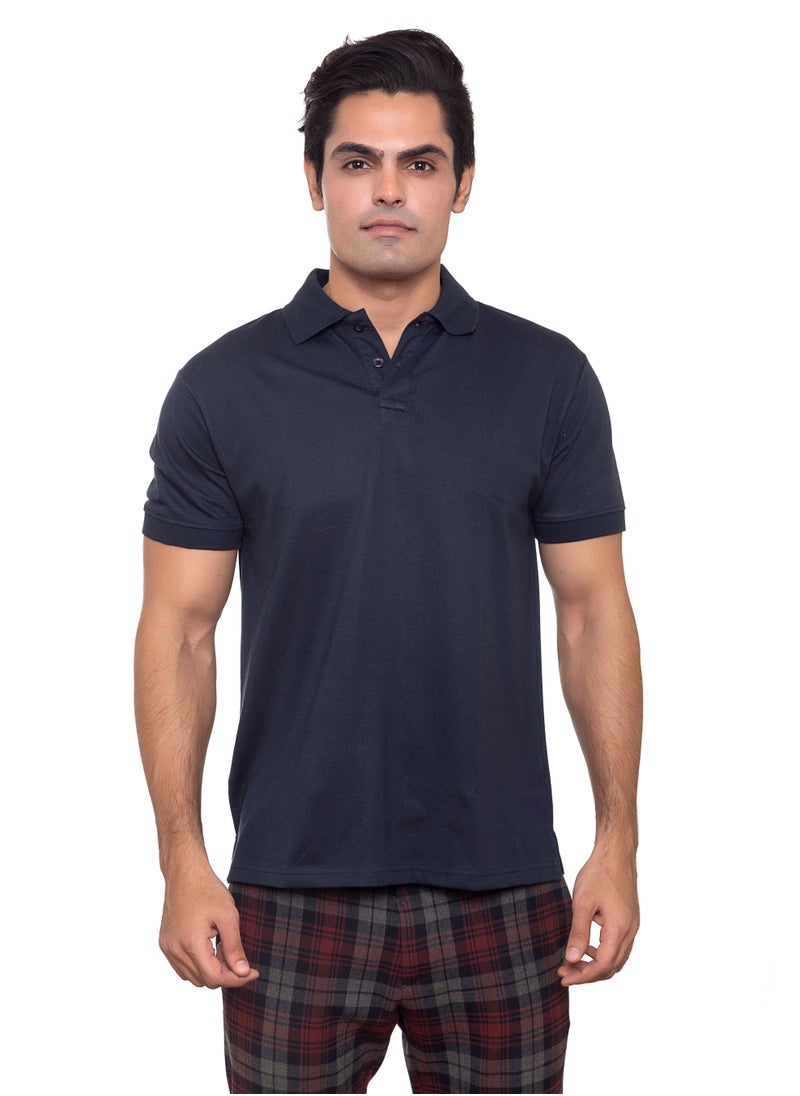 SANTHOME Basic Dry n Cool Cotton Polyester Blend Shirt Collared Neck Polo for Men  - Image 1