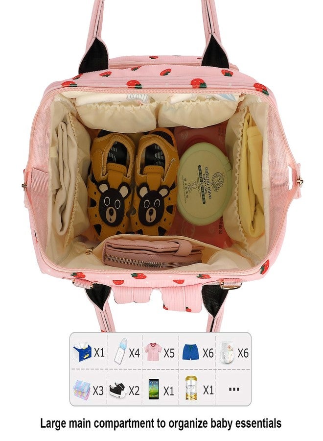 Yusudan Corduroy Diaper Bag Backpack for Baby Girls Boys, Women Large Nappy Bags for Mom (Pink Corduroy Strawberry) - Image 5