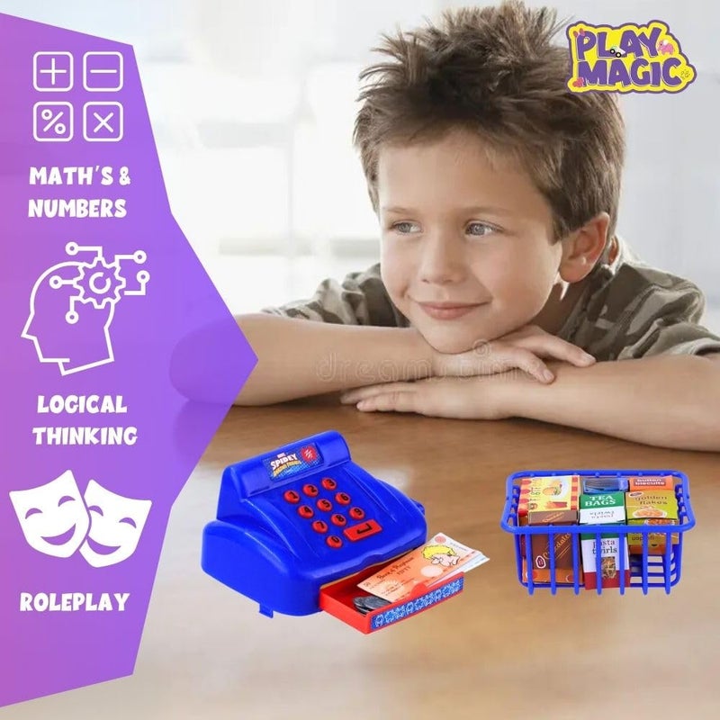 PlayMagic Store Spiderman Cash Register Playset for Kids|Educational Pretend Play Set for 3-10 Years|Interactive Learning with Food Items, Coins, Shopping Basket for Boys & Girls - Image 5