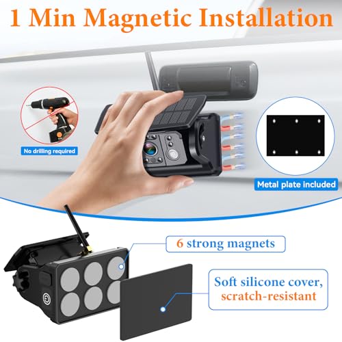 Wkzay Wireless Backup Camera Solar for Truck: Magnetic No Wiring Hitch Camera for Pickup Trucks - HD 1080P 5 Inch Split-Screen, Easy Install, IR Night Vision, IP69K Waterproof by Wkzay - Image 2