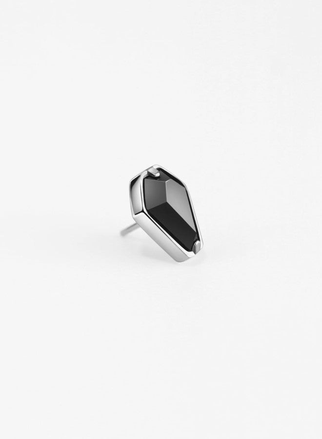 FANSING Coffin Nose Rings for Women Men Surgical Steel Cartilage Earring Stud Black Zircon Threadless Labret Studs for Helix Rook Conch Tragus Earlobe Piercings 18 Gauge 6mm Post - Image 2