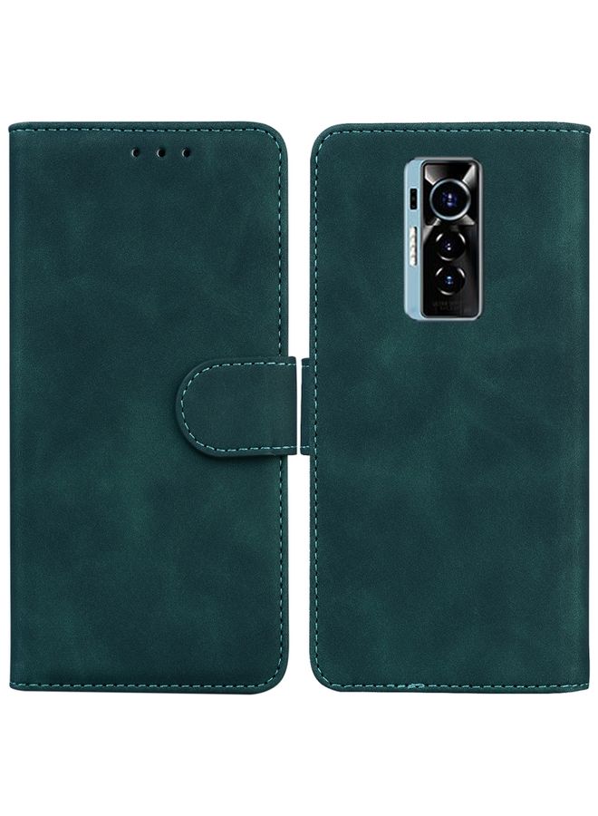 HuHa Case Cover For For Tecno Phantom X Skin Feel Pure Color Flip Leather Phone Case(Green) 