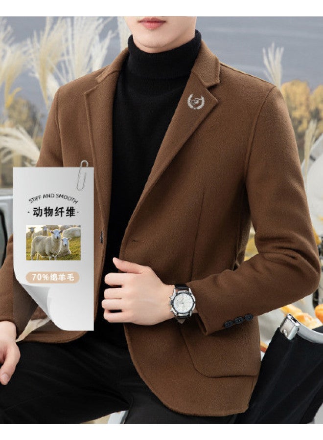 Fapai Spring Men's Warm Suit Jacket, Double-faced Wool Single-breasted Jacket, Men's Casual Suit Jacket - Image 1
