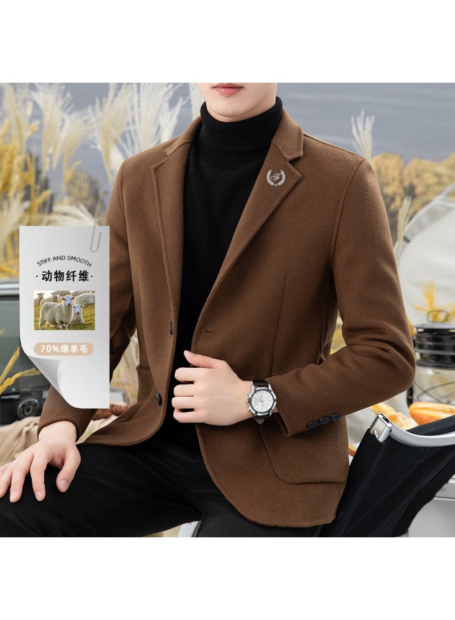 Fapai Spring Men's Warm Suit Jacket, Double-faced Wool Single-breasted Jacket, Men's Casual Suit Jacket - Image 2