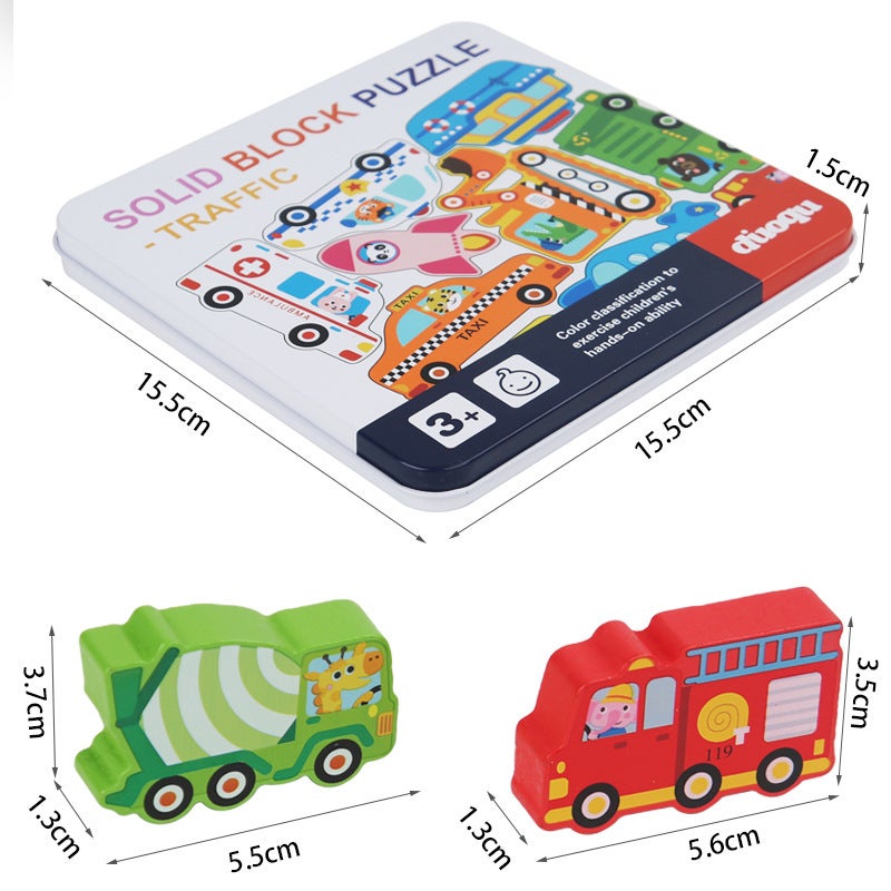 لعبة ألغاز ثلاثية الأبعاد خشبية للأطفال - ألغاز نقل الحيوانات - كتل بناء - ألعاب تعليمية مبكرة - Image 5