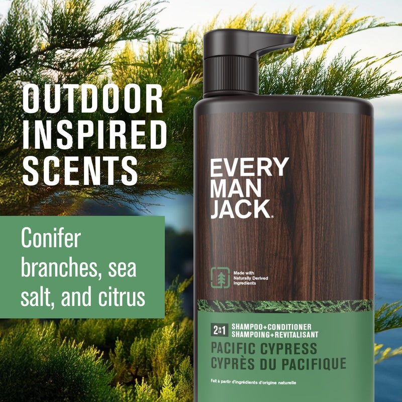 Every Man Jack 2-in-1 Daily Shampoo + Conditioner - Pacific Cypress | Nourishing For All Hair Types, Naturally Derived, Cruelty-Free Shampoo and Conditioner Set for Men | 24oz -1 Bottle - Image 3